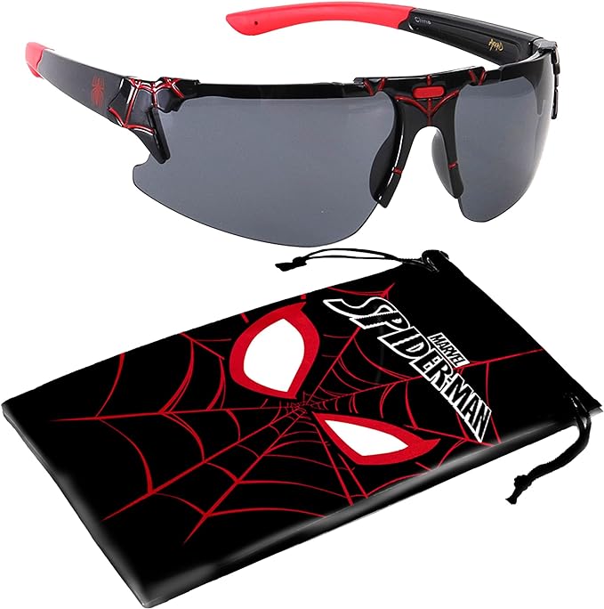 Marvel Spiderman Sunglasses for Kids - Stylish, Comfortable & Durable UV-Protective Spiderman Glasses With Soft Carrying Case
