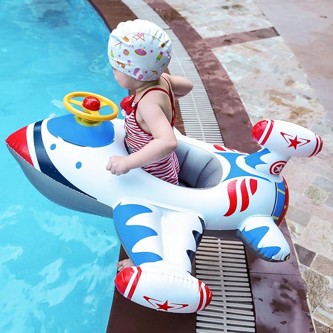 Swimbobo Toddler Pool Float with Seat Boat Inflatable Ride-on Car for Kids Outdoor Toys