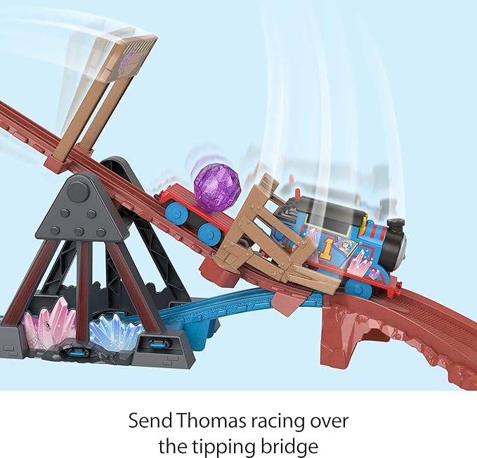 Thomas & Friends Motorized Toy Train Set Crystal Caves Adventure with Thomas, Tipping Bridge & 8 Ft of Track for Preschool Kids Ages 3+ Years