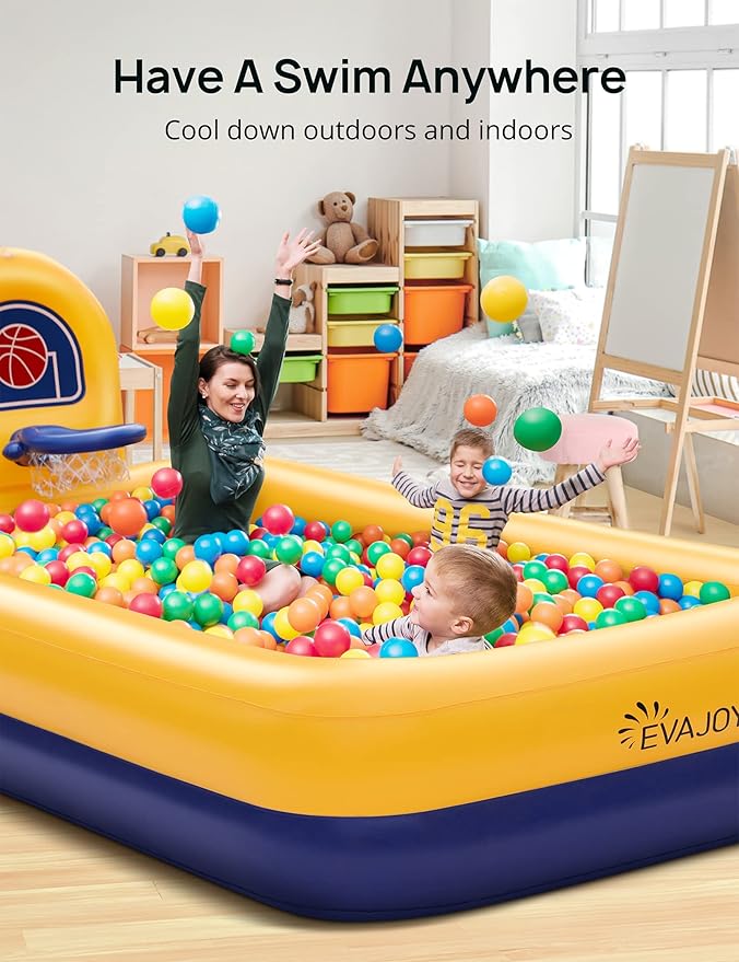 Kiddie Pool, Evajoy Inflatable Kids Pool, Summer Water Party Inflatable Pool for Backyard & Garden 90 * 55 * 35 inch