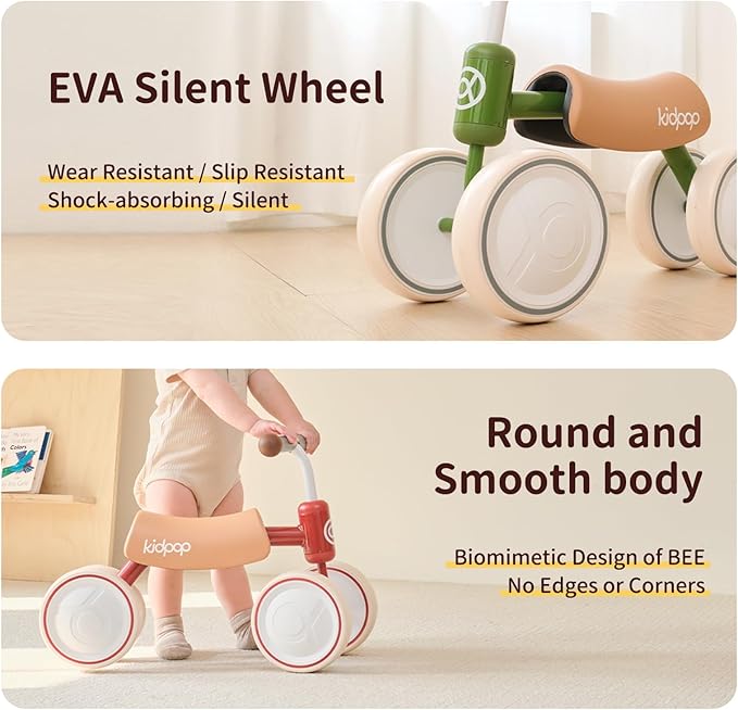 kidpop Big BEE Baby Balance Bike for 1 Year Old Toddler Kids Ride On Toys First Birthday Gift Toddler First Bike (Purple)