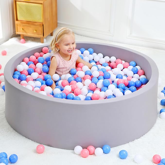 Wilwolfer Foam Baby Ball Pit for Toddlers: 47 x 14.5 inch Extra Large Kids Ball Pit, Indoor Outdoor Babies Playpen, Kids Soft Play Toys, Birthday Gift for Girl Boy - Balls Not Included