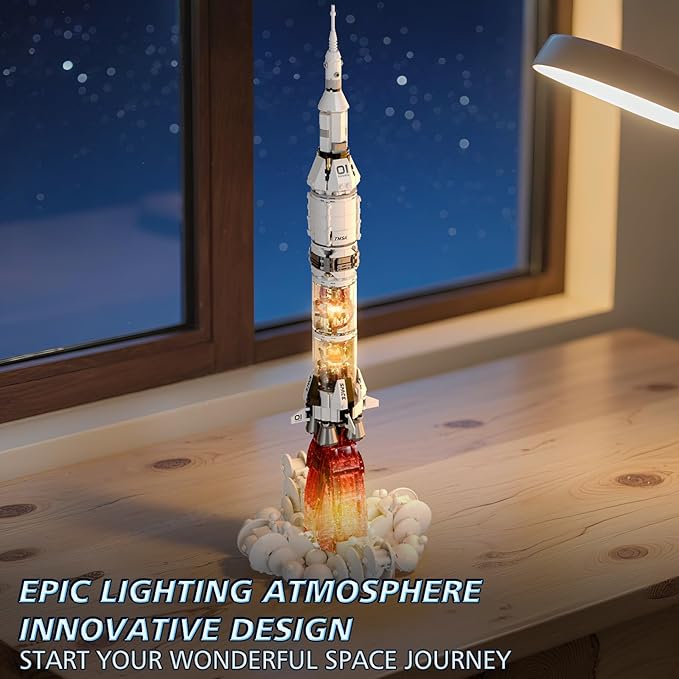 Model Rocket Building Kits for Kids 8-14, STEM Space Ship Rocket Building Toys with LED, 1201 Pcs Spaceship Space Shuttle Collectible Display Model Building Sets Best Gifts for Boys Girls Adults