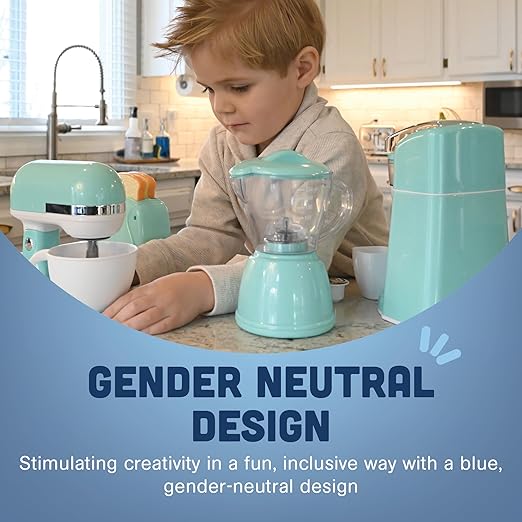 Constructive Playthings My Play Kitchen Appliances Set, Toy Blender, Mixer, Toaster, and Coffee Machine for Imaginative Play, Learning Toy for Ages 3+