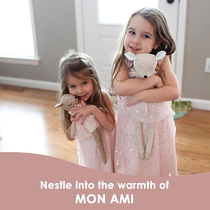 MON AMI Doe Ballerina Stuffed Doll – 17”, Designer Dress & Shawl, Plush Ballerina Doll for Girls, Use as Toy or Room Decor