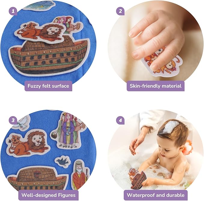 CHEFAN 12 Pack Felt Board Bible Stories Pieces,Flannel Board Stories for Preschool Activities Included a Felt Bag