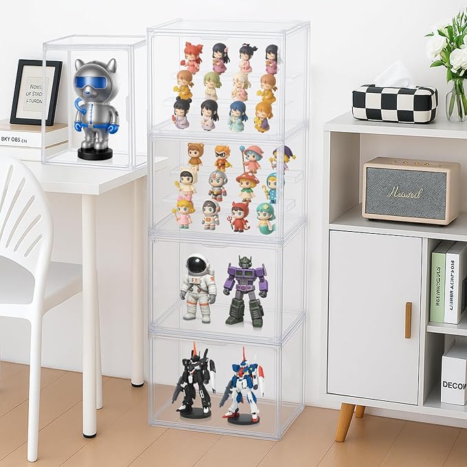 Acrylic Display Case, 3 Tier Clear Figure Display Box, Detachable Stackable Display Cabinet for Collectibles, 1 Pack