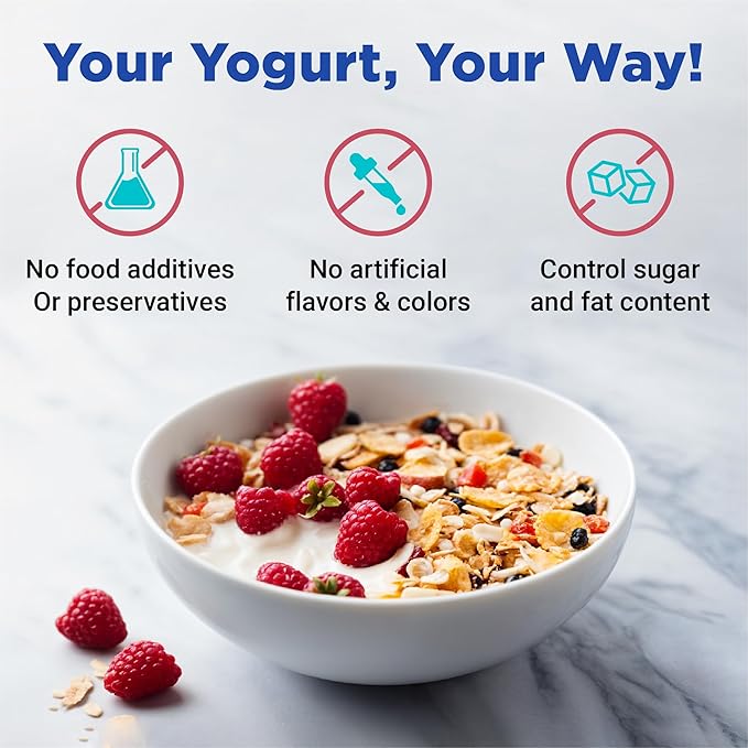 Ultimate Probiotic Yogurt Maker with Adjustable Temperature & Time Control - Make Trillions of Live Probiotics & Get Better Gut Health - ULTIMATE LIFETIME WARRANTY - Wellness Gifts for Men & Women