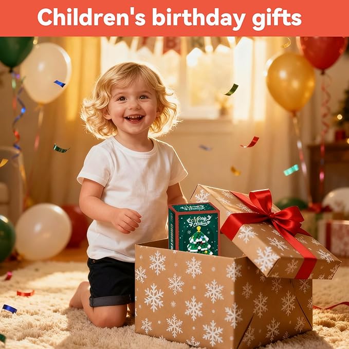 4 Pack Christmas Stocking Stuffers Gifts for Kids, Santa Claus Design Building Blocks, 2025 New Christmas Building Blocks Theme Ornaments, Xmas New Year Birthday Gifts for Boys, Girls and Teens