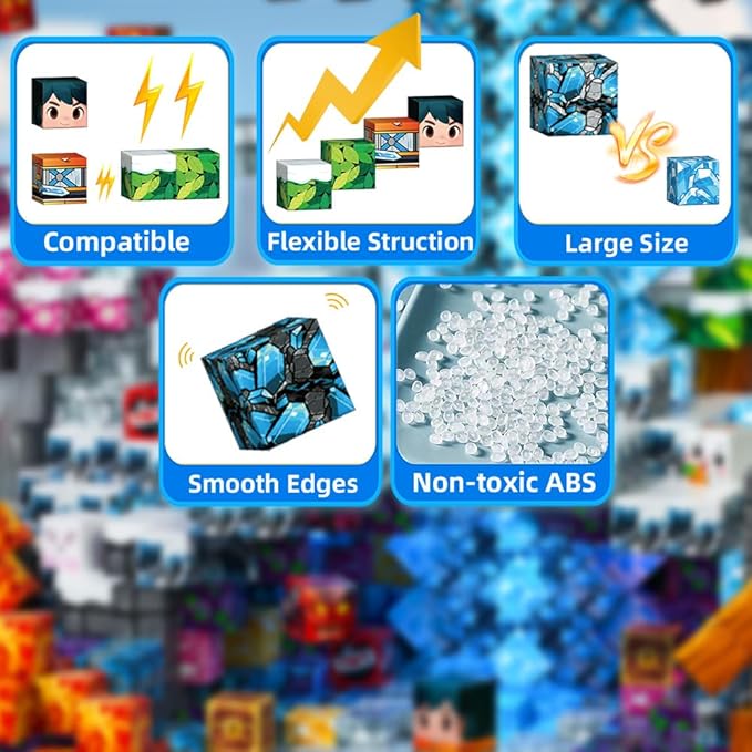 150pcs Sensory Magnetic Blocks Toys for Kids, Stacking Magnets, School STEM Toys Birthday Gifts for Boys and Holiday Easter Gifts BSG008