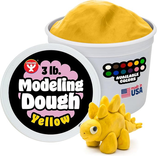 Hygloss Play Modeling Dough for Kids – Safe & Non-Toxic Sensory Dough for Arts and Crafts – 3 lb Tub – Play Clay for Toddler Activities, Preschool Classroom Must-Haves – Yellow Color, Unscented