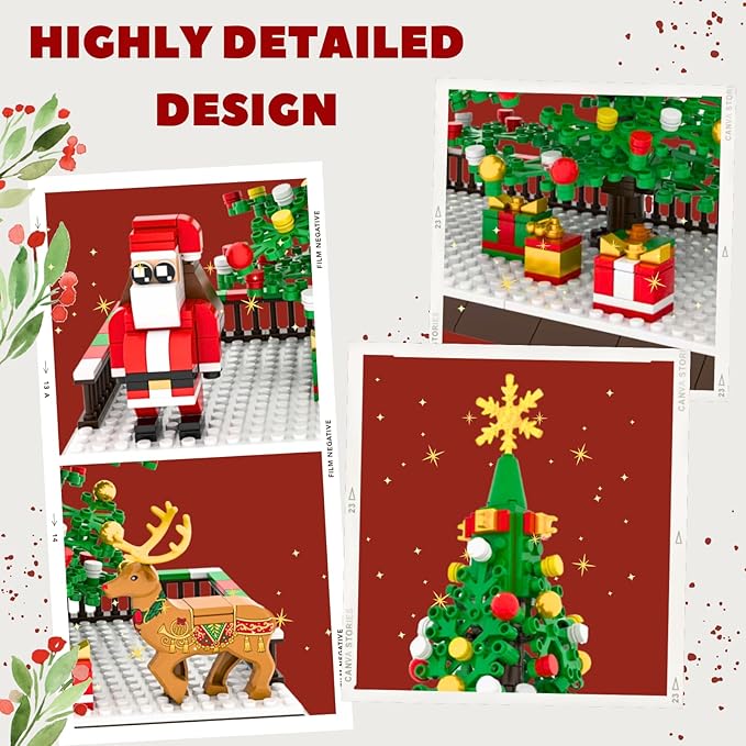Christmas Tree Building Sets, Christmas Santa Claus and Reindeer Figures Building Blocks Bricks Set, for 6+ Ages Kids, Boys, Girls, Adult 586PCS