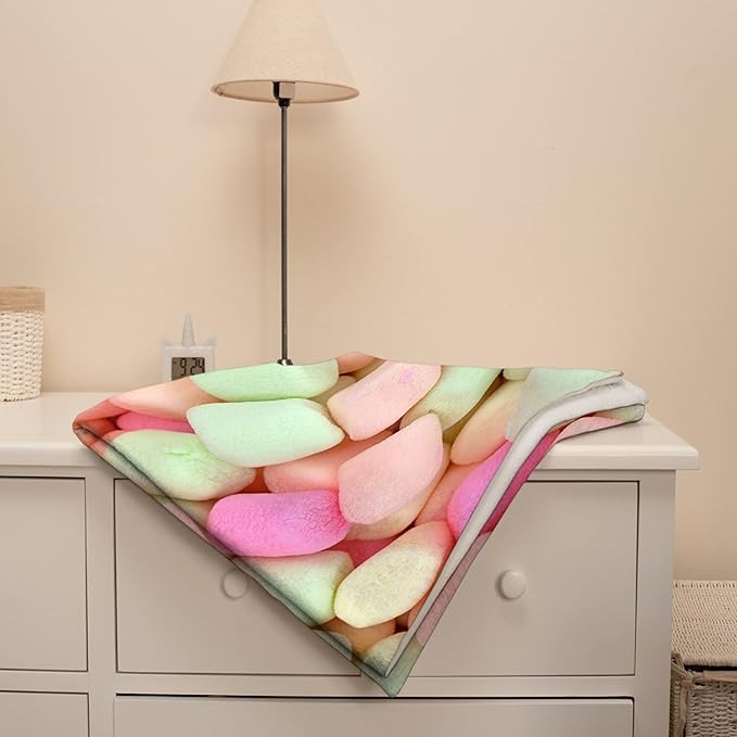 Marshmallow Candy Blanket Fleece Lightweight Throws Gift for Birthday Christmas Soft Flannel Blankets for All Season Bed Sofa King-90"x120"