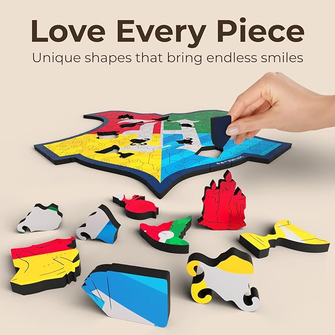 CRAFTHUB Harry Potter Puzzle – House Prides – A3 Size – Wooden Jigsaw Puzzles for Adults – 129 Unique Shaped Pieces – Officially Licensed Merchandise – 10.7" x 10.6"