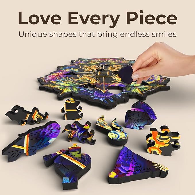 CRAFTHUB Harry Potter Puzzle – A2 Hogwarts Crest – Fine Oddities – Wooden Jigsaw Puzzles for Adults – 349 Unique Shaped Pieces – Officially Licensed Merchandise – 15.3" x 18.5"