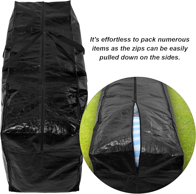 Windyun 4 Pack 57 Gallon Extra Large Storage Bags XXL Moving Bags with Zipper Handles Heavy Duty Jumbo Big Totes Box for Halloween Skeleton 4-12 Feet Christmas Tree Storage College Dorm Cloth (Black)
