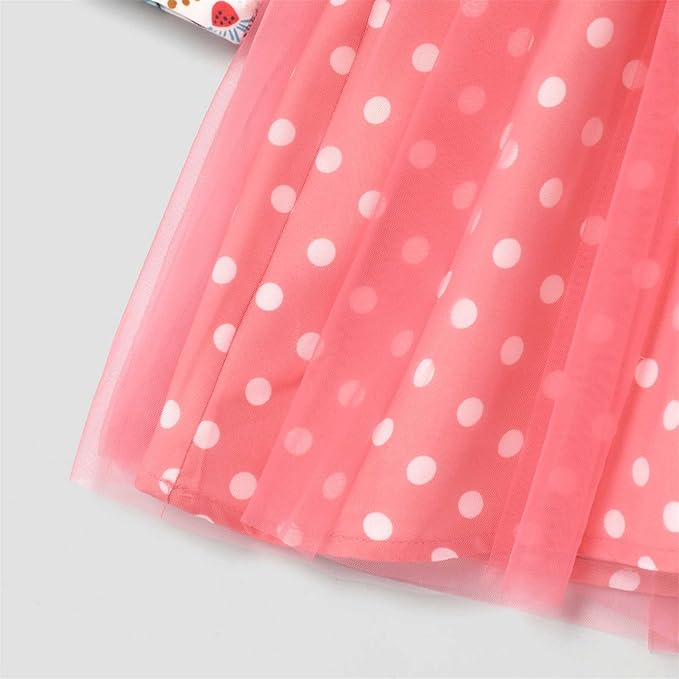 Disney Frozen Elsa Princess Cinderella Ariel Jasmine Rapunzel Baby/Toddler Dress, Ruffle Long-Sleeve Mesh Overlay Tulle Dress