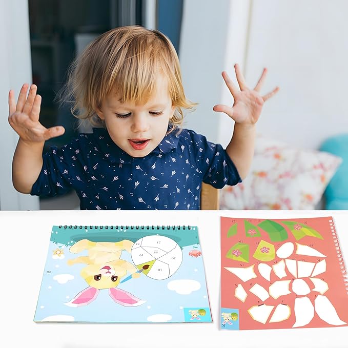 90shine 2PCS Easter Crafts for Kids Ages 4-8 Sticker Books Basket Stuffer Gift Create 22 Pictures