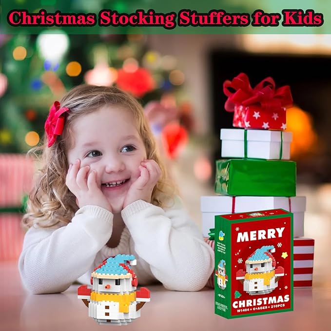 Christmas Blue Snowman Building Blocks Set Compatible with Lego Advent Calendar 2025 Stacking New Toys Holiday Present Box New Year Xmas Gifts for Kids for Boys & Girls and Adults