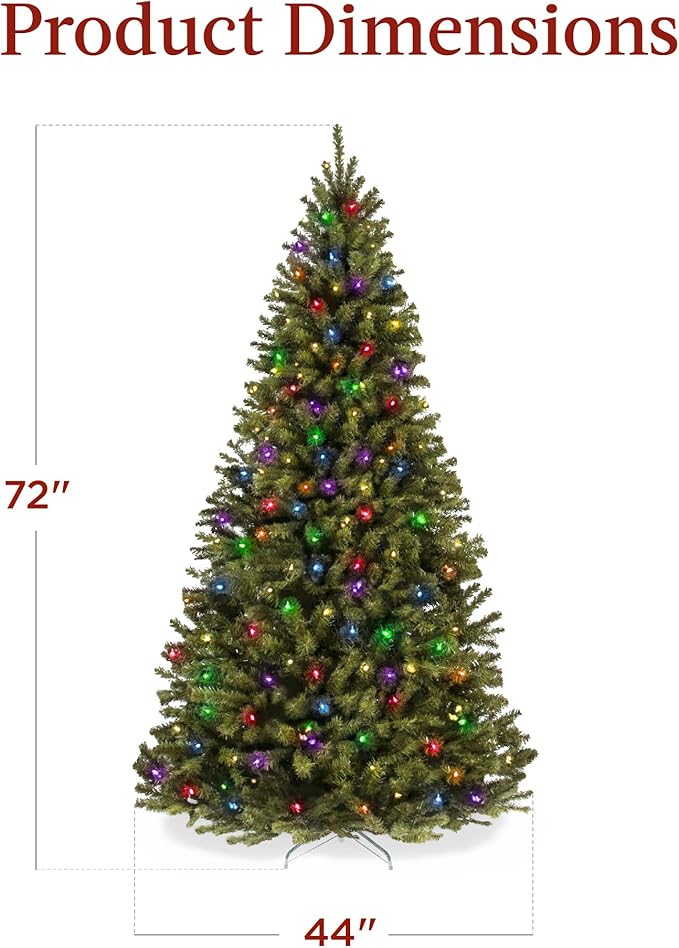 Best Choice Products Prelit Artificial Christmas Tree, 6ft Premium Lighted Realistic Spruce Holiday Décor w/Multicolor LED Lights, Easy Assembly