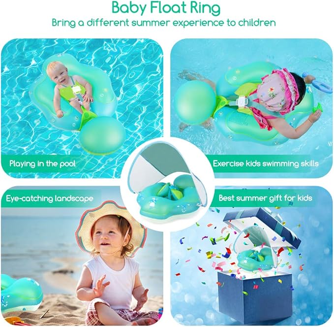 Swimming Ring with Adjustable Seat Pocket,Baby Swimming Pool Floats,Removable Floating Ball,New Upgrade Baby Swim Ring for Ages 6-36 Months Infant Toddler