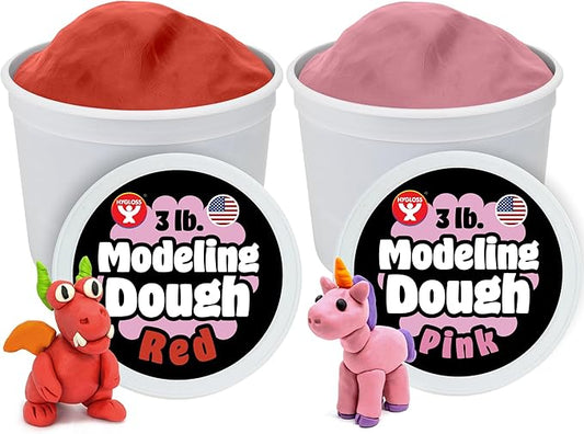 Hygloss Play Modeling Dough for Kids – Safe & Non-Toxic Sensory Dough for Arts and Crafts – 3 lb Tub – Play Clay for Toddler Activities, Preschool Classroom Must-Haves – Pink and Red Color, Unscented