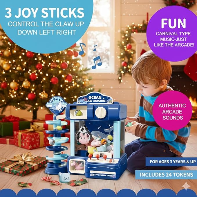 Kids Claw Machine, Arcade Game Toy for Ages 8-13, Candy Vending Toys for Girls and Boys, Electronic Claw Game Machine for Party with Lights Sound, Birthday Gifts for 6 7 9 10 12 Years Old