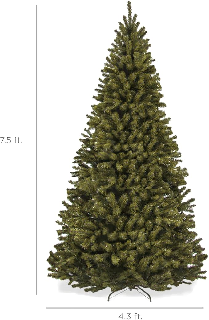 Best Choice Products Artificial Christmas Tree, 7.5ft Premium Unlit Realistic Spruce Holiday Décor w/Dense Branches, Easy Assembly, Metal Base
