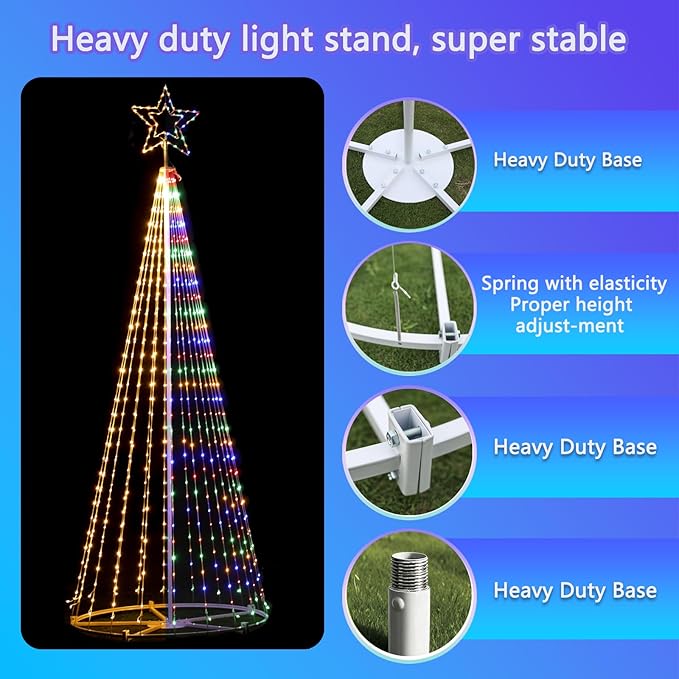 12FT Outdoor Lighting Christmas Tree 650 LED Light Show Christmas Tree with 8 Modes Timer Remote,Tall Star Topped Artificial Christmas Trees Arbol de Navidad for Porch Yard Patio(WarmWhite/Multicolor)