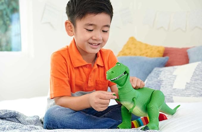 Mattel Disney and Pixar Toy Story Talking Dinosaur Action Figure with Movng Arms, Roarin’ Laughs Rex Dino Toy, 10.8-inch T Rex with 40+ Sounds & Phrases