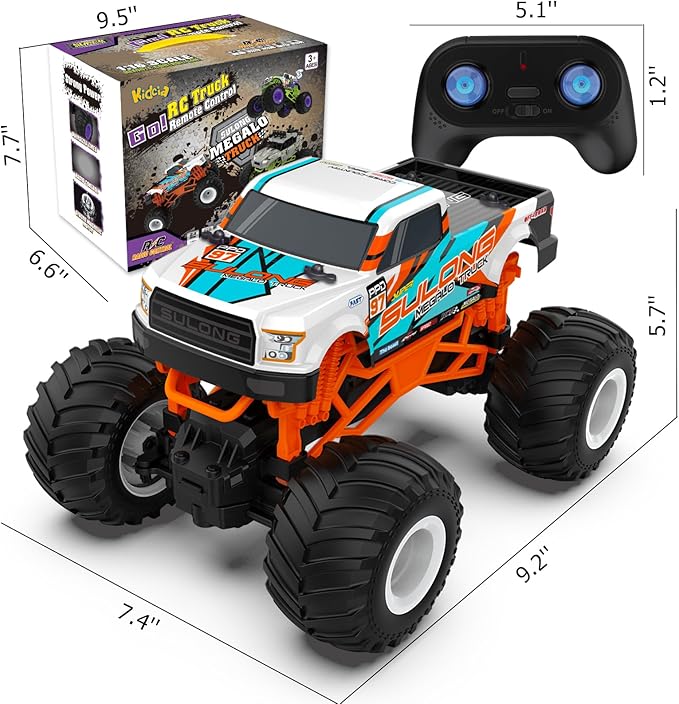 1:16 Scale RC Monster Truck - 2.4GHz All Terrain Car for Kids 4-12, 20 Km/h Off Road RC Truck, Christmas or Birthday Gift