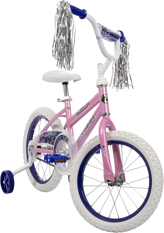 Huffy Illuminate Bike for Girls, 12/16/20 Inch Size Options, Ages 3+ Years Old, Removable Training Wheels (12" and 16" Only), Multiple Color Options, Easy Assembly, Streamers, Adjustable Seat, Durable