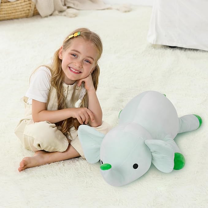 4.2lbs 24in Elephant Weighted Stuffed Animals, Weighted Plush, Gifts for Kids, Adults, Girls and Boys(Green)