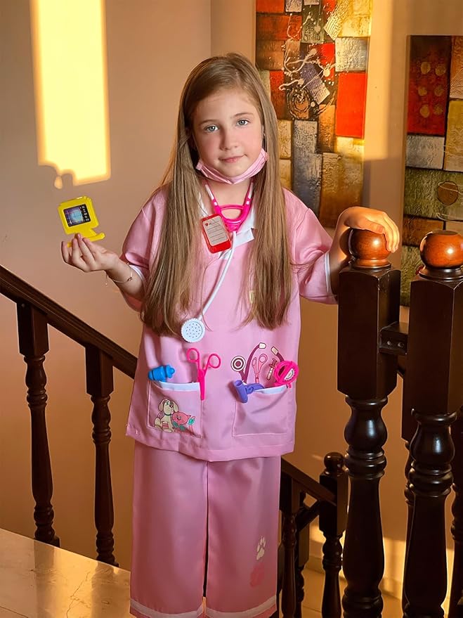 lontakids Kids Animal Doctor Role Play Costume Veterinarian Pretend Play Dress Up Set with Medical Kit