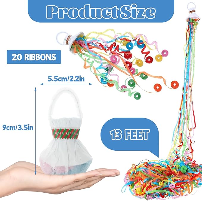 50 Pcs Colorful Streamer Poppers, No Mess Paper Streamers, Hand Throw Streamers for Party Decorations, Wedding, Graduation, Celebration