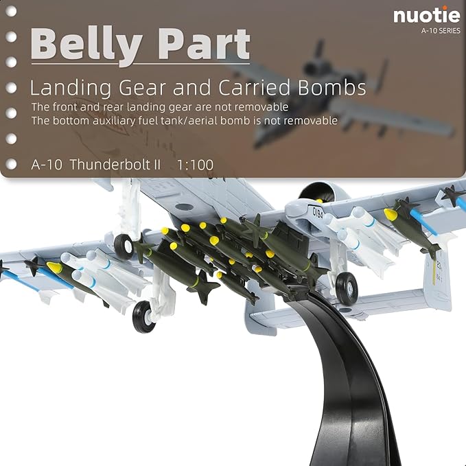 1/100 A-10 Attack Pre-Build Diecast Metal Aircraft Model Kits Thunderbolt II (Warthog) VX-23 Replica Military for Display Collection or Gift