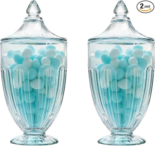 ZEERSHEE 2 Pack 26oz Glass Candy Jars with Lids Clear Decorative Storage Jar for Candy Cookies Wedding Party Favors