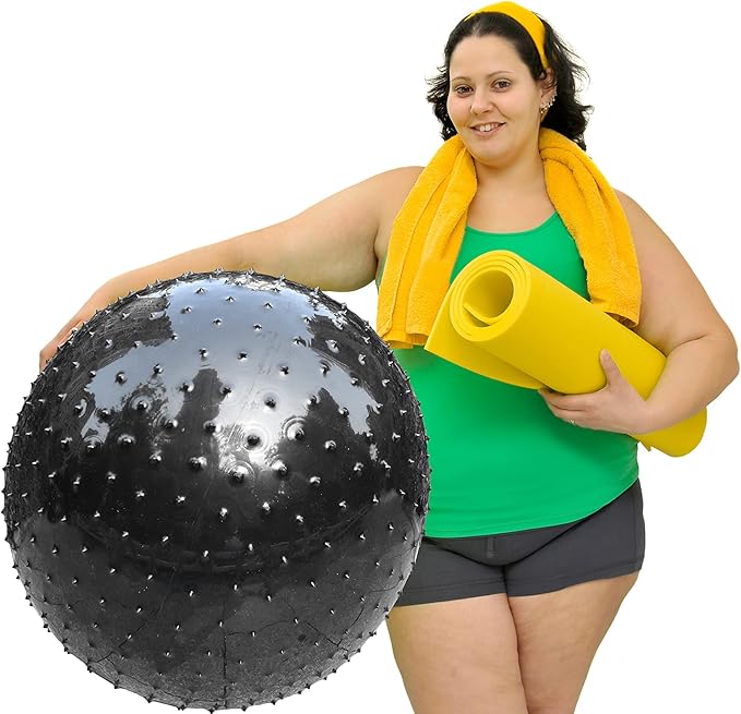 Large Sensory Massage Ball for Kids, 33.5" 85CM Bouncy Exercise Ball, Big Inflatable Toys with Tactile Spikes, Outdoor Giant Yoga Balls, Large Beach Ball (1 Black)