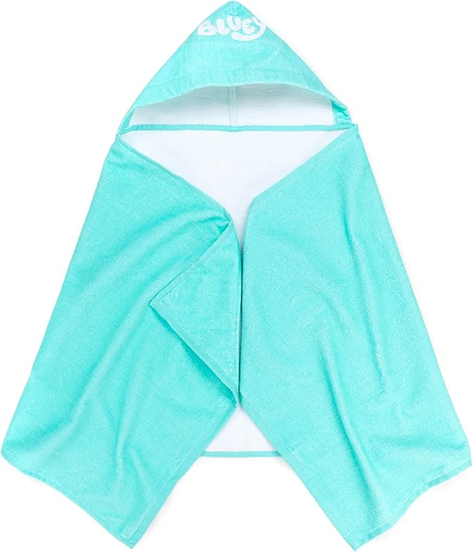Jay Franco Bluey & Bingo Bath/Pool/Beach Hooded Towel - Super Soft & Absorbent Cotton Towel, Measures 22 x 51 Inches (Official Bluey Product)