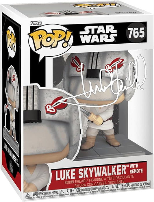 Mark Hamill Luke Skywalker #765 with Remote Facsimile Signed Reprint Laser Autographed Funko POP! Movies Star Wars Figurine with Protector Case