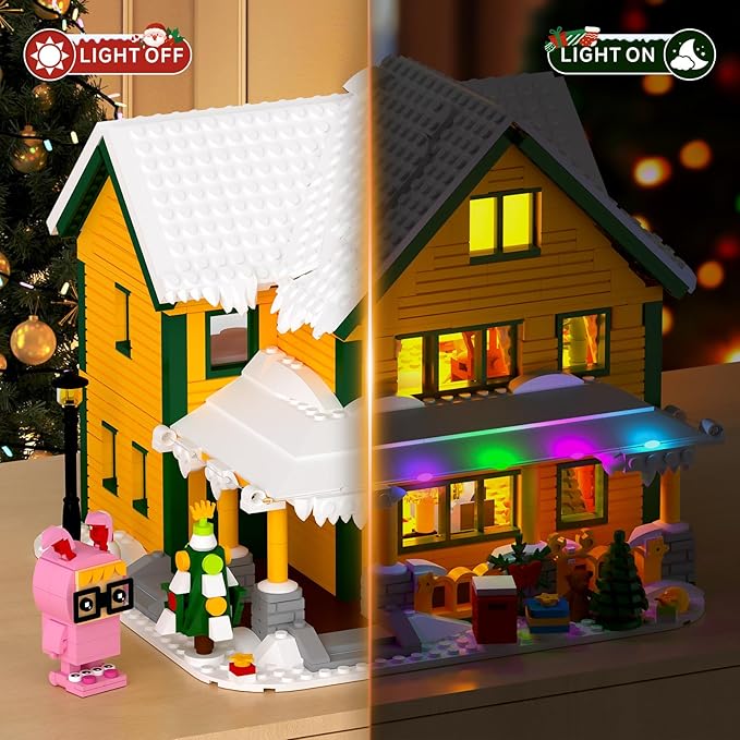 Christmas House Building Set with LED Light, Story Movie Snow Village House Building Kit Compatible with Lego, Christmas Prefect Gift for Movie Fans, Boys, Girls, Adults, Friends (1146 Pcs)