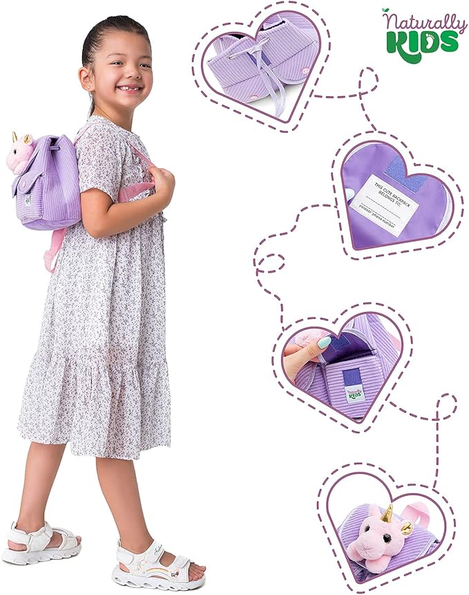 Purple Unicorn Mini Backpack for Kids, Mini Backpack for Toddler Girls, Gift for 2 3 4 5 Year Old Girl Boy