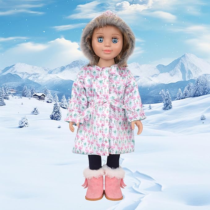 18 Inch Doll Clothes & Outfit Set-Thermal-Insulated Winter Wardrobe Bundle with Jacket,5 Seasonal Colors for 18in Dolls (Arctic Animal/Snowflake Patterns)