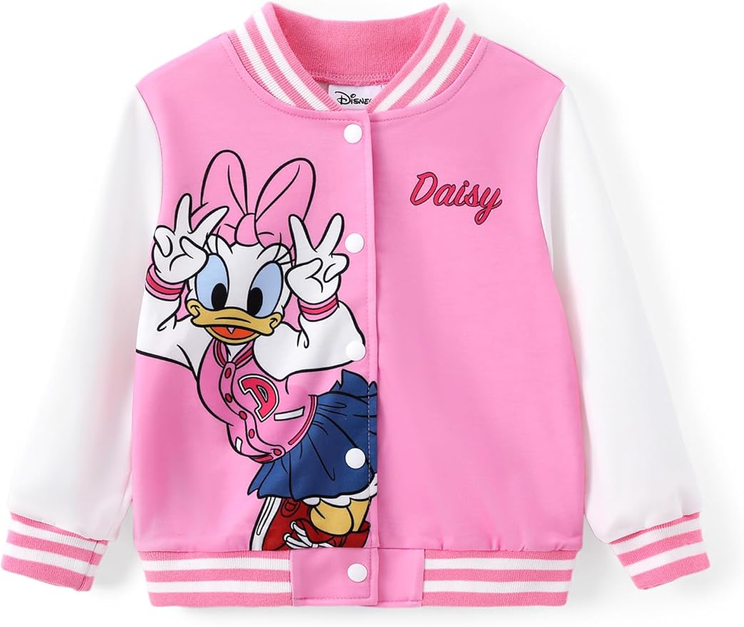 Disney Minnie Mickey Stitch Princess Frozen Elsa Marvel Jacket Lightweight Coat Button up Color Block Sweatshirt 2-14 Years