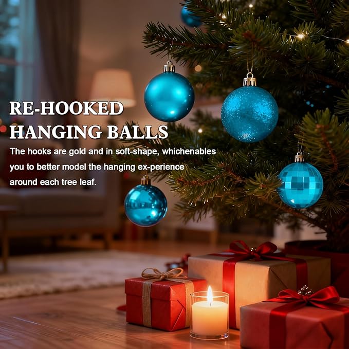 2.36" Christmas Balls Christmas Tree Ornaments Shatterproof Plastic Holiday Ornament Festival Hanging Ball Holiday Decorations Set of 24pcs
