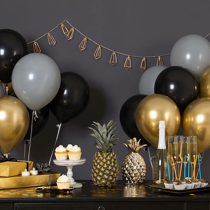 300 Pcs Latex Balloons Different Sizes 5/10/12/18 Inch Party Anniversary Balloons Bulk for Birthday Wedding Baby Shower Party Decoration(Gold)