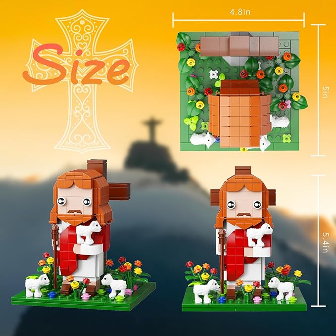 Jesus Building Block Set, The Shepherd God，Compatible with Lego Jesus Building Toy, Bible Story Jesus Figures with LED Light，Easter, Christmas, Christian Gift for Adults and Kids Age 6+(324PCS)