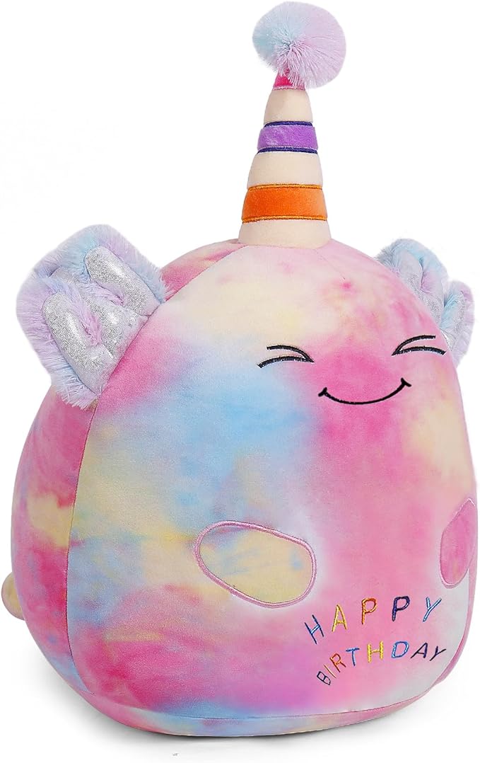 24 lnch Happy Birthday Axolotl Stuffed Animal Birthday Plush Toy Plushies Pillow Soft Plushie Doll Gifts for Girls Boys Christmas Decoration