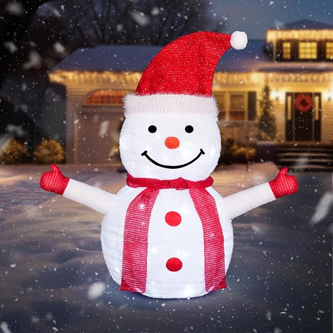 Christmas Standing Lighted Snowman Decoration, Battery Operated Light-Up Christmas Decorations for porches, lawns, Yards, Indoor and Outdoor (2.75ft)