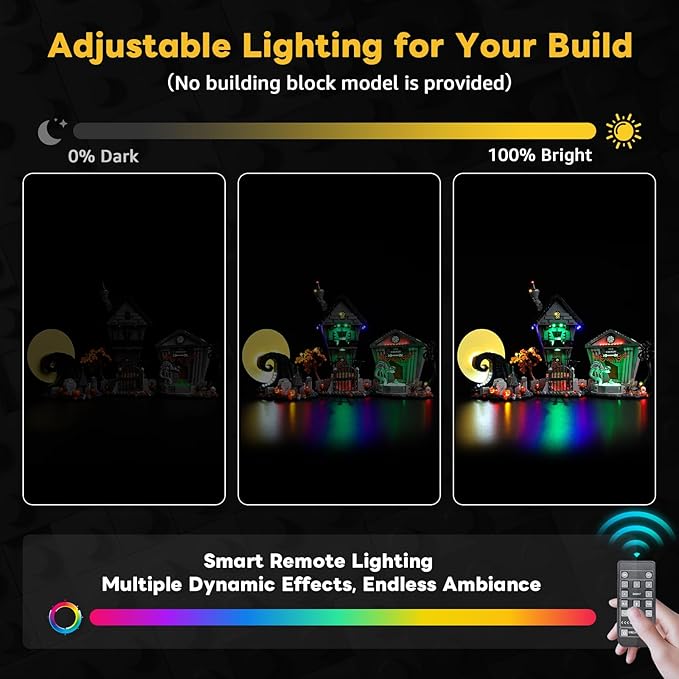 Kyglaring LED Light Kit Compatible with Lego Tim Burton's The Nightmare Before Christmas 21351 Building Blocks, Upgraded Lighting Accessories for 21351 Model Set, Lights Only, New 2025 RC Version